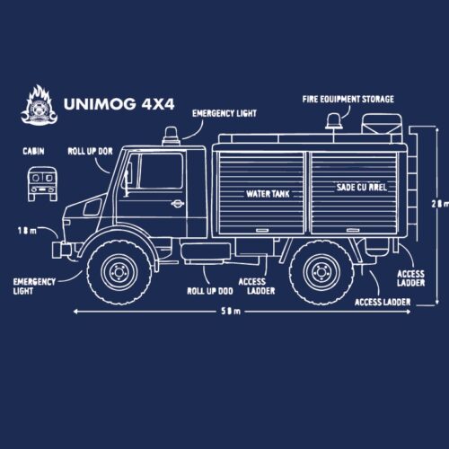 UNIMOG 4X4 BLUE PRINT – Mπλούζα κοντομάνικη με ψηφιακή εκτύπωση ανθεκτική & ανεξίτηλη